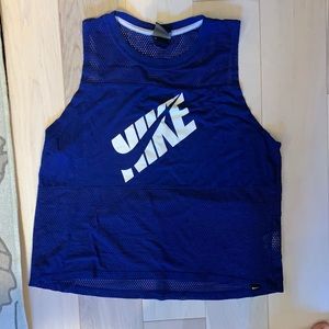 NIKE size small blue mesh tank top with front logo